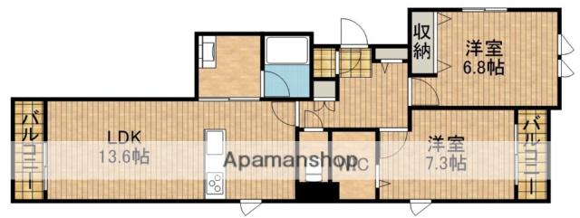 KALMARK海老塚(2LDK/3階)の間取り写真