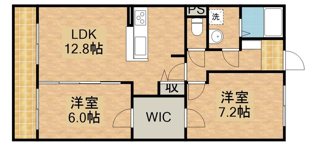 スウィートベル(2LDK/1階)の間取り写真