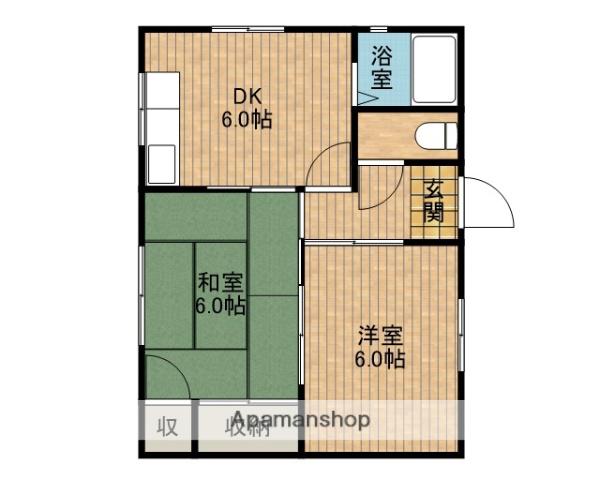 東海道本線 焼津駅 バス乗車時間：20分 天野医院前バス停で下車 徒歩5分 1階建 築43年(2DK)の間取り写真