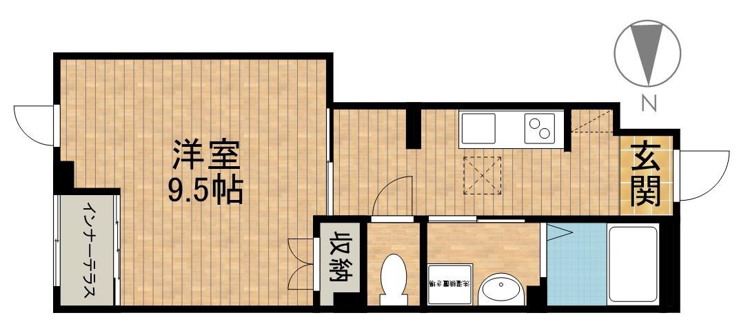 シェルル・スターテラス和合(1K/1階)の間取り写真