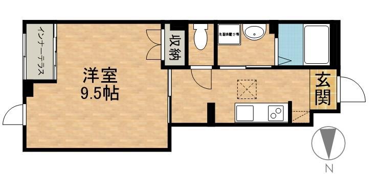 シェルル・スターテラス和合(1K/1階)の間取り写真