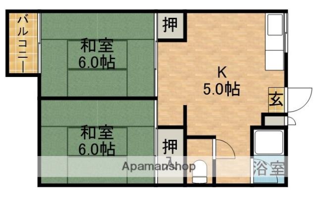 スズキコーポ(2K/2階)の間取り写真