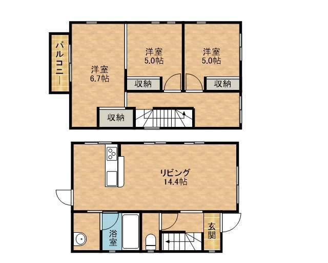 東海道本線 藤枝駅 バス乗車時間：20分 全居寺前バス停で下車 徒歩5分 2階建 築13年(2LDK)の間取り写真