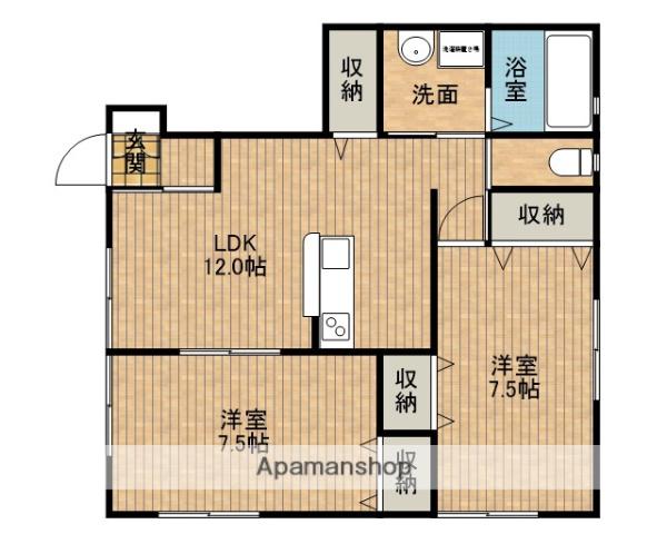 ビーンズスクエア 南棟(2LDK/1階)の間取り写真
