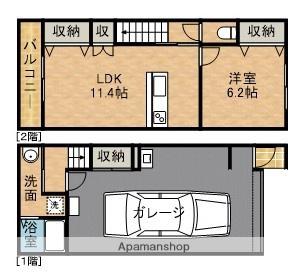 ノースガレージ(1LDK/1階)の間取り写真