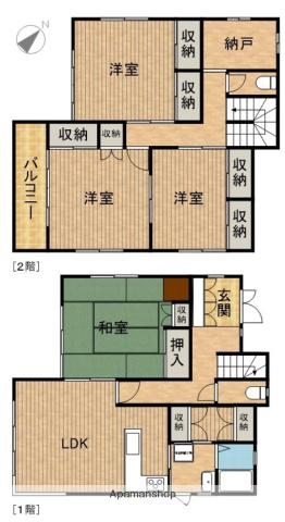 東海道本線 浜松駅 バス乗車時間：24分 遠鉄ストアフードワン泉店バス停で下車 徒歩3分 2階建 築32年(4SLDK)の間取り写真