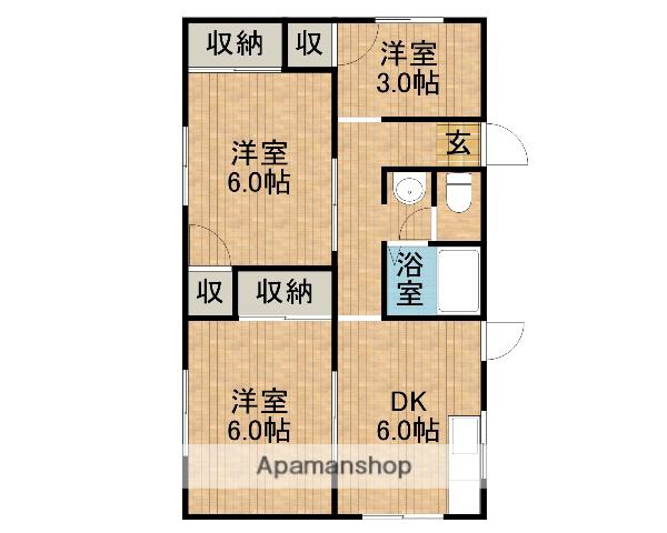 東海道本線 藤枝駅 バス乗車時間：30分 吉田団地バス停で下車 徒歩15分 1階建 築59年(3DK)の間取り写真
