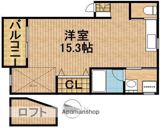 セントハウスⅡ東棟(ワンルーム/2階)の間取り写真