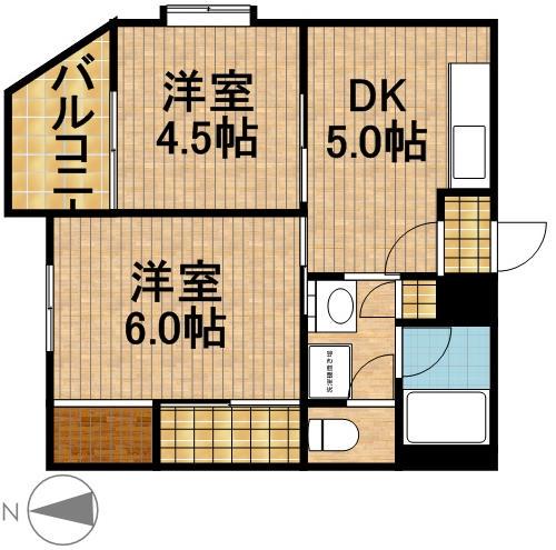 野中第2マンション(2K/2階)の間取り写真