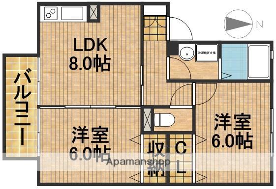 グランシャリオⅢ(2DK/1階)の間取り写真