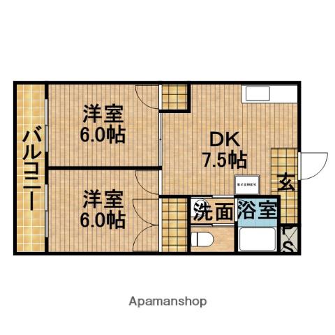 シャトレ牧之原(2DK/2階)の間取り写真