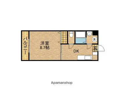 東海道本線 六合駅 バス乗車時間：15分 神戸バス停で下車 徒歩5分 3階建 築22年(1DK/3階)の間取り写真