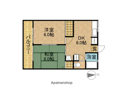 リバーストーンA(2DK/2階)の間取り写真