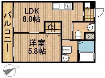 コーポワタナベ(1LDK/2階)の間取り写真
