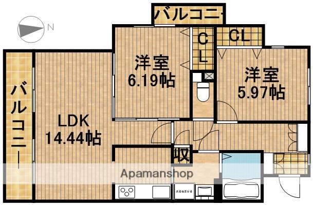 ベル クロンヌ(2LDK/2階)の間取り写真