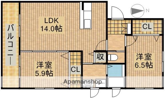 ハイツ・キノト(2LDK/3階)の間取り写真
