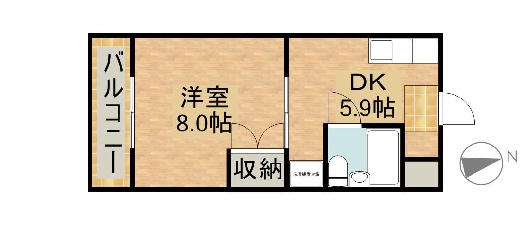 佐鳴の丘(1DK/2階)の間取り写真