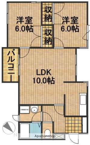 REGART佐鳴台(2LDK/3階)の間取り写真