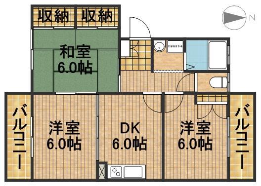 アマネセル堅田(3DK/1階)の間取り写真