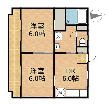 メゾン エクセル Ⅱ(2DK/1階)の間取り写真