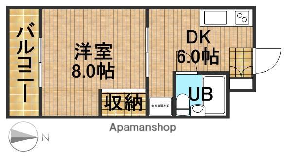 グランドゥールⅡ(1DK/4階)の間取り写真