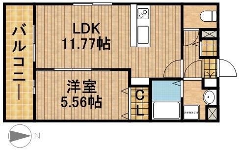 グランストーク篠ケ瀬Ⅲ(1LDK/2階)の間取り写真