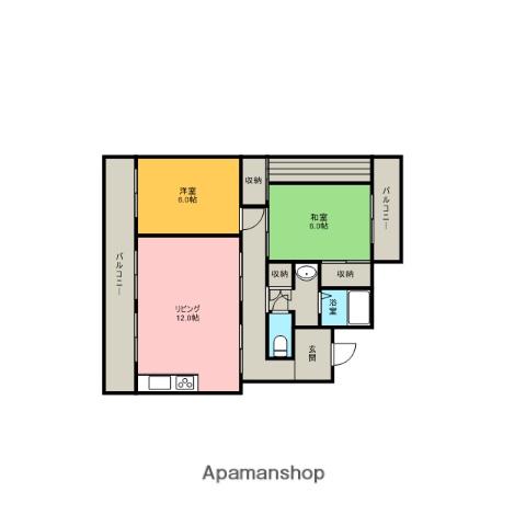 フォンティーヌ(2LDK/2階)の間取り写真