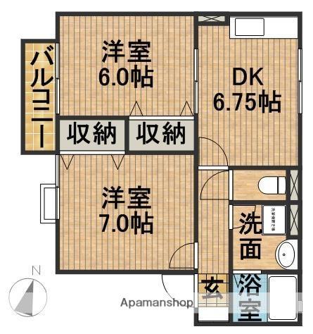 セジュール祗園殿(2DK/1階)の間取り写真