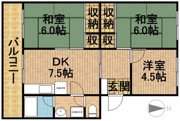 コーポラス高陽台(2LDK/1階)の間取り写真