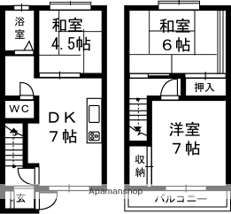 ジュビロタウンB(3DK/1階)の間取り写真