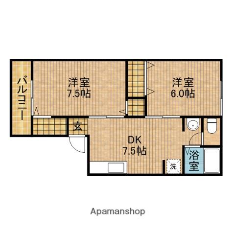 ボナール(2DK/2階)の間取り写真