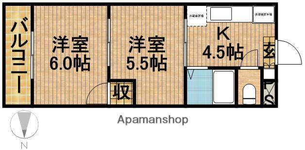 ランドスケイプ(2K/2階)の間取り写真