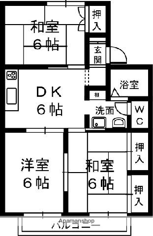 セジュール歩絵夢(3DK/2階)の間取り写真