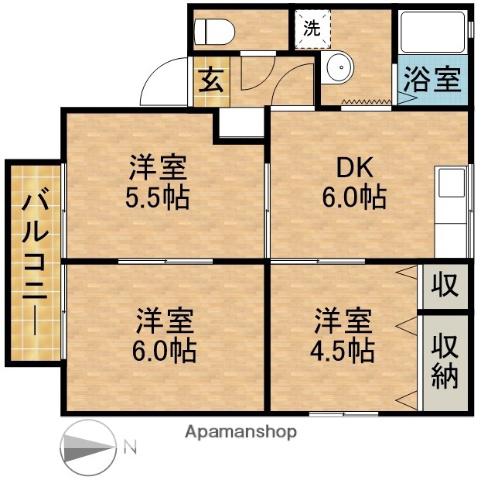 プリシエール(3DK/2階)の間取り写真