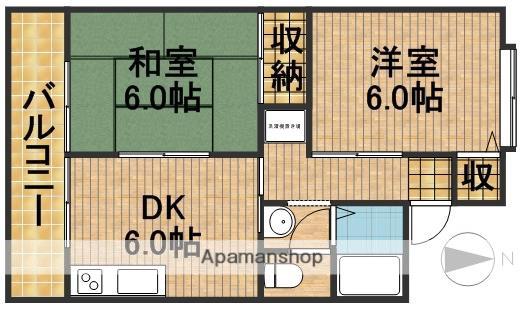 ハミングシマヅ(2DK/2階)の間取り写真