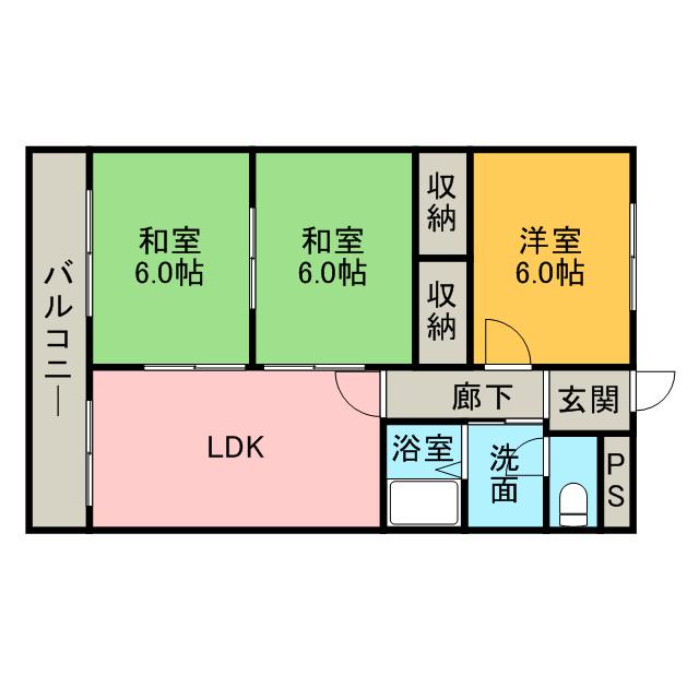 ヴェルメゾン飯尾(3LDK/2階)の間取り写真