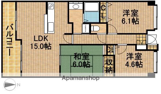 ベルジュ成子坂(3LDK/3階)の間取り写真