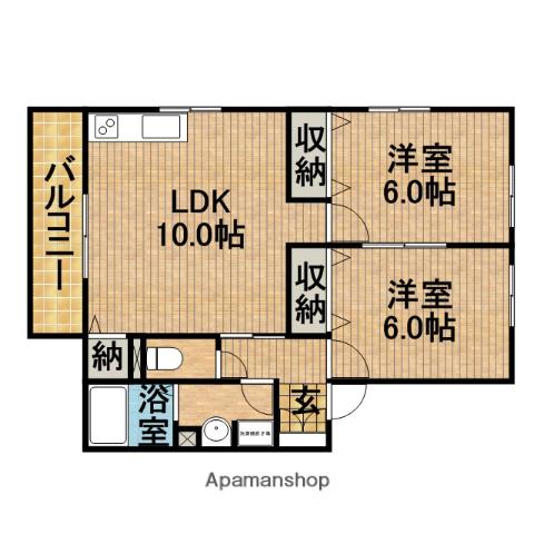 グランドール柳A(2LDK/1階)の間取り写真