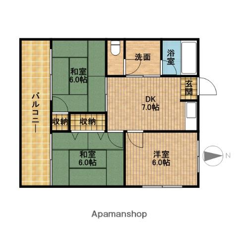 エルミタージュⅡ(3DK/2階)の間取り写真