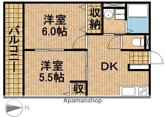 グランシャリオⅠ(2DK/2階)の間取り写真