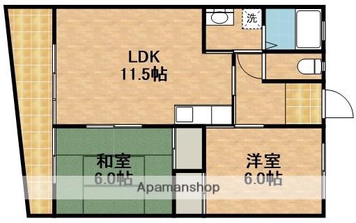 ホワイトヒル(2LDK/1階)の間取り写真