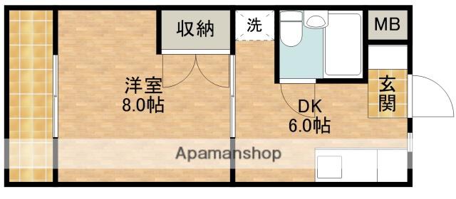 キャッスル若美(1DK/1階)の間取り写真
