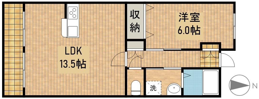 ピュアー(1LDK/2階)の間取り写真