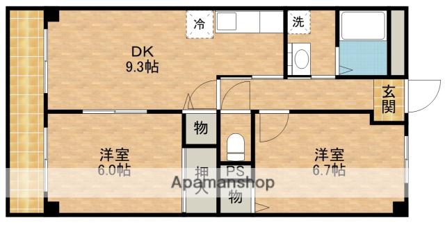 ピース1(2DK/1階)の間取り写真