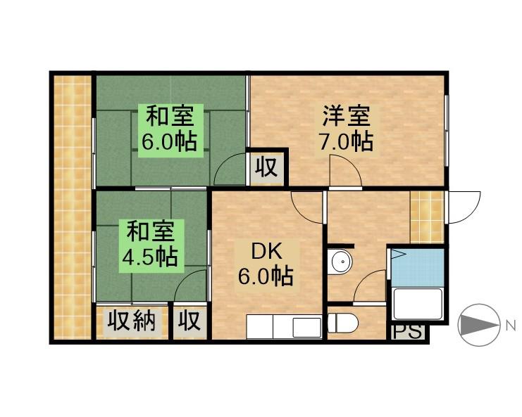ナタリーヒルズ(3DK/1階)の間取り写真