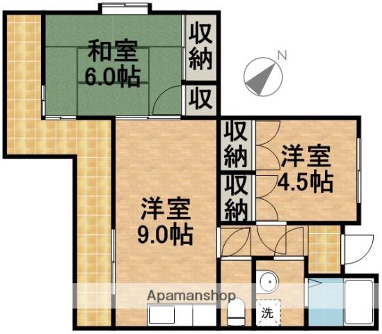 メゾンヴェール鴨江(2DK/3階)の間取り写真