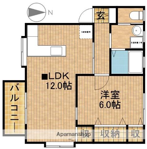 リバーサイド北寺(1LDK/1階)の間取り写真