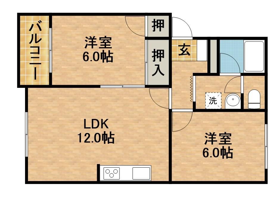 ノンパレイユ笠井(3DK/1階)の間取り写真