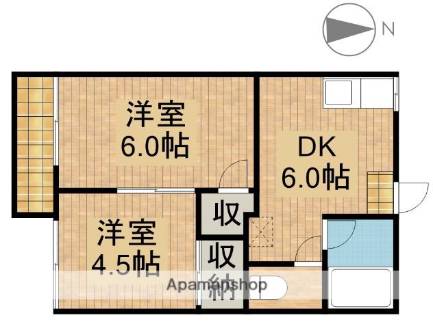 フォーブルサンフラワー(2K/2階)の間取り写真