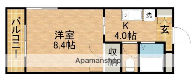 ツインシャトー富ヶ丘(1K/3階)の間取り写真